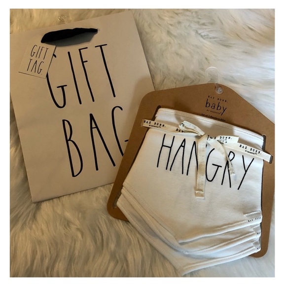 Rae Dunn Other - Set Of 3 RAE DUNN White Black Hangry Baby Bibs NWT